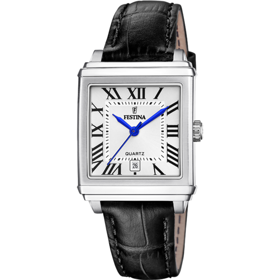 Montre femme Festina ON THE SQUARE F20682/3 – cadran argenté bracelet cuir – vue de face