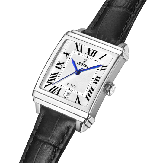 Montre femme Festina ON THE SQUARE F20682/3 – cadran argenté bracelet cuir – vue de profil