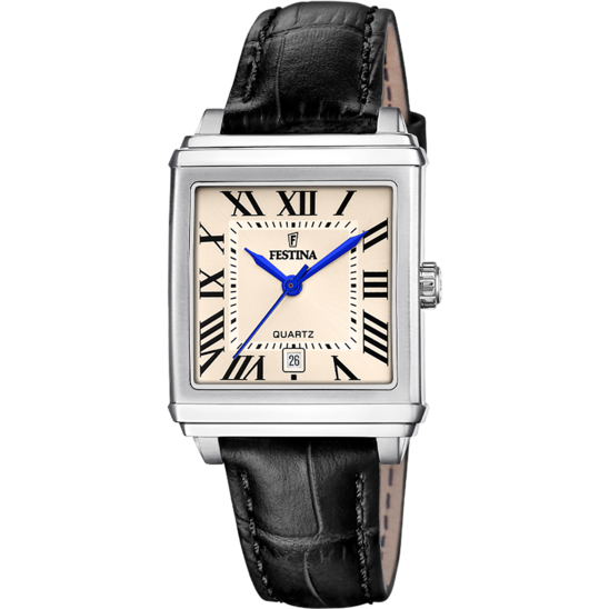 Montre femme Festina ON THE SQUARE F20682/7 – cadran doré bracelet cuir – vue de face