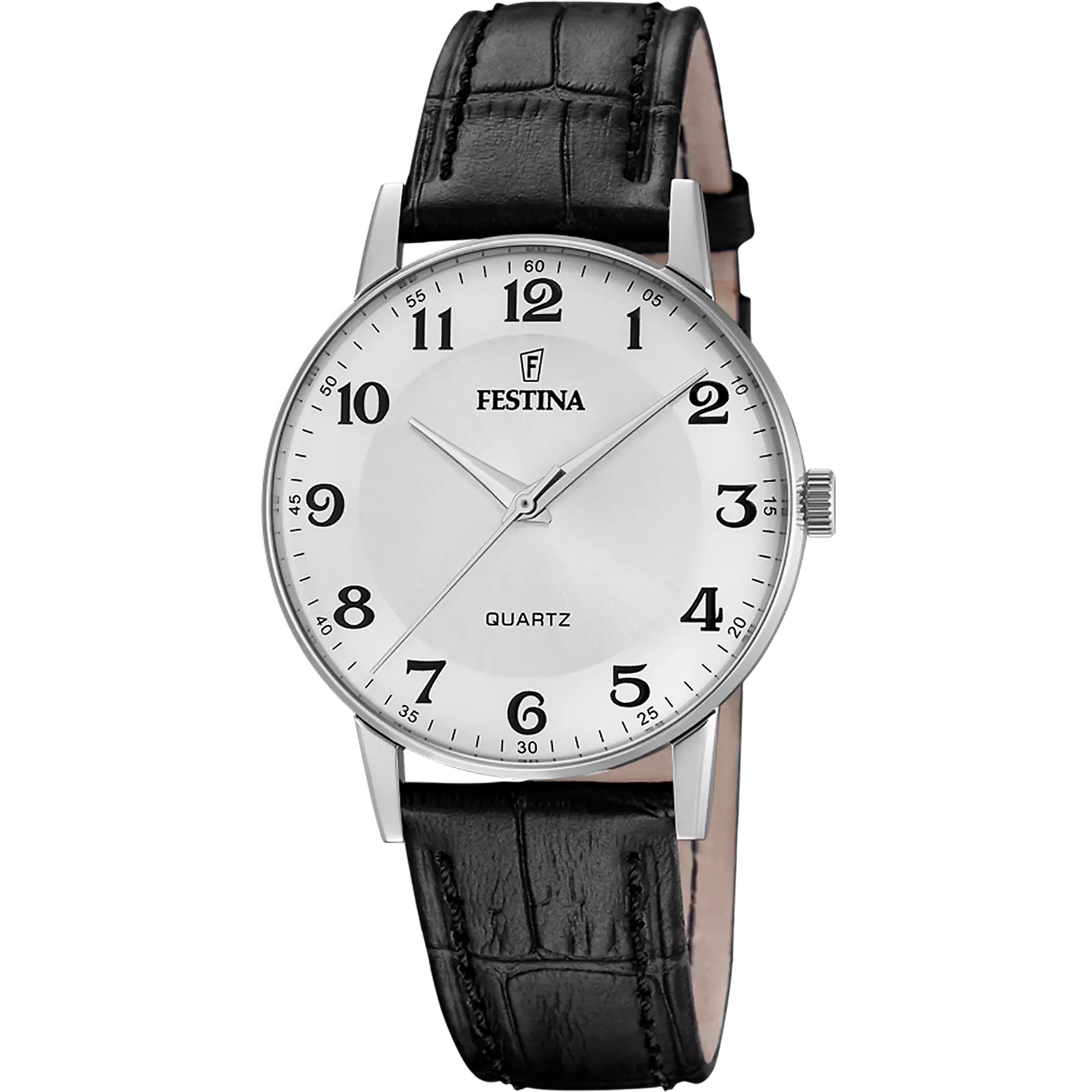 Montre homme Festina CLASSICS F20690/1 – cadran argent bracelet cuir – vue de face
