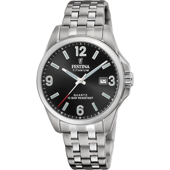Montre homme Festina TITANIUM F20696/3 – cadran noir bracelet titane – vue de face