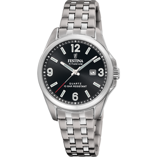 Montre femme Festina TITANIUM F20697/3 – cadran noir bracelet titane – vue de face