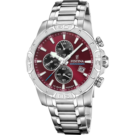 Montre homme Festina TIMELESS CHRONOGRAPH F20704/7 – cadran violet bracelet acier – vue de face