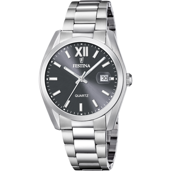 Montre homme Festina CLASSICS F20707/3 – cadran gris bracelet acier – vue de face