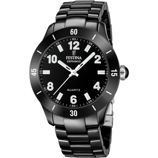 Montre femme Festina CERAMIC F20723/1 – cadran noir bracelet céramique – vue de face