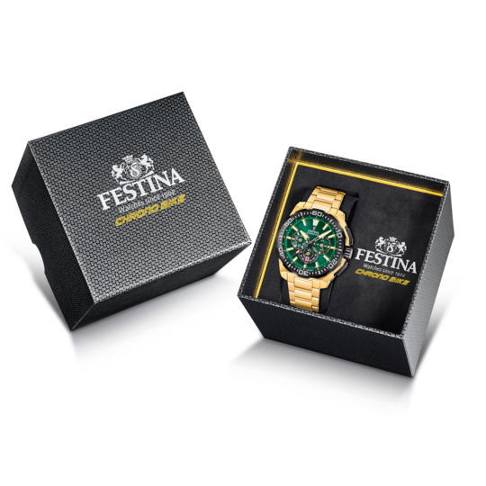 Pánské hodinky Festina CHRONO BIKE F20727/2 – zelený ciferník ocelový náramek – pohled z profilu