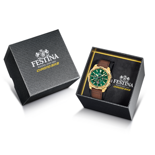 Herrklocka Festina CHRONO BIKE F20728/2 – läderrem med grön urtavla – profilvy 3