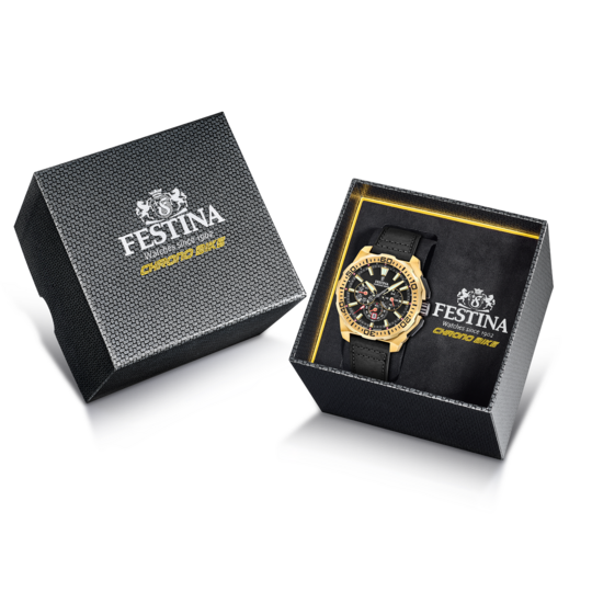 Pánské hodinky Festina CHRONO BIKE F20728/3 – černý ciferník kožený řemínek – pohled z profilu