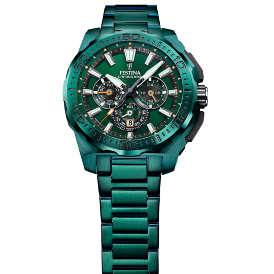 Montre homme Festina SPECIAL EDITIONS F20730/1 – cadran vert bracelet acier – vue de profil 5