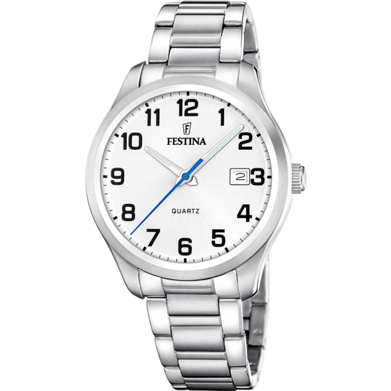 Herrklocka Festina CLASSICS F20736/1 – vit urtavla stålarmband – framifrån