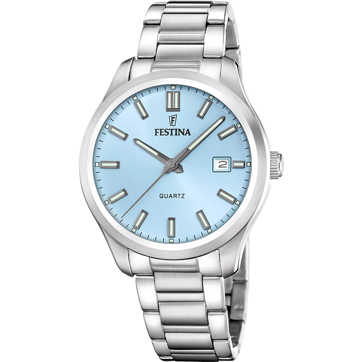 Montre homme Festina CLASSICS F20736/2 – cadran bleu bracelet acier – vue de face
