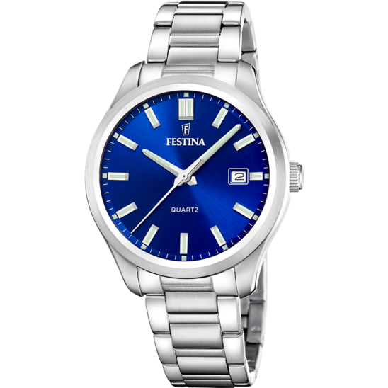 Herrklocka Festina CLASSICS F20736/3 – blått stålarmband – framifrån