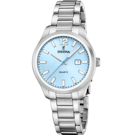 Dameklokke Festina CLASSICS F20737/3 – blått stålarmbånd – sett forfra