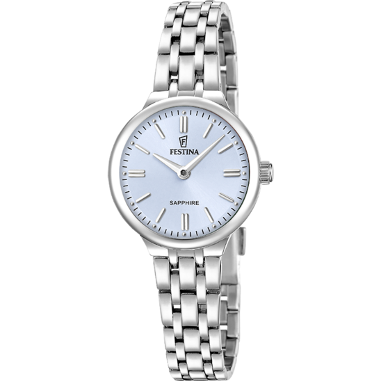 Montre femme Festina MADEMOISELLE F20744/3 – cadran bleu bracelet acier – vue de face