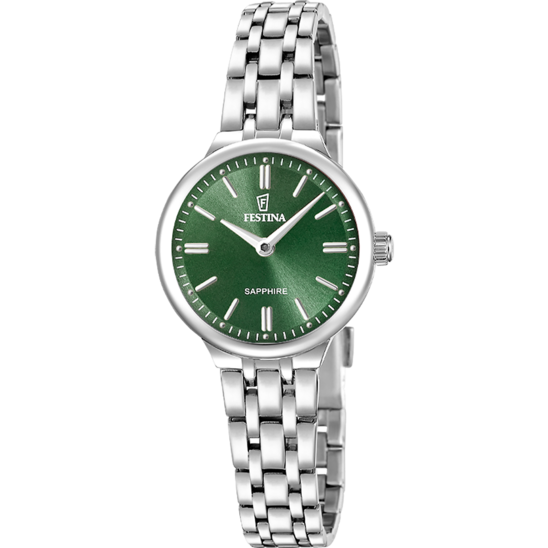 Montre femme Festina MADEMOISELLE F20744/4 – cadran vert bracelet acier – vue de face