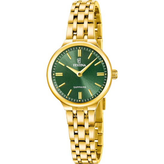 Montre femme Festina MADEMOISELLE F20745/3 – cadran vert bracelet acier – vue de face