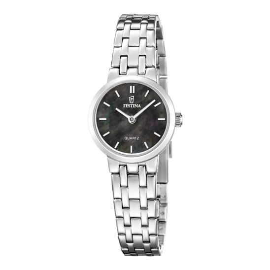 Montre femme Festina MADEMOISELLE F20746/6 – cadran noir bracelet acier – vue de face