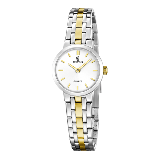 Montre femme Festina MADEMOISELLE F20747/1 – cadran blanc bracelet acier bicolore – vue de face