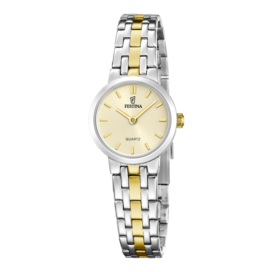 Montre femme Festina MADEMOISELLE F20747/2 – cadran doré bracelet acier bicolore – vue de face