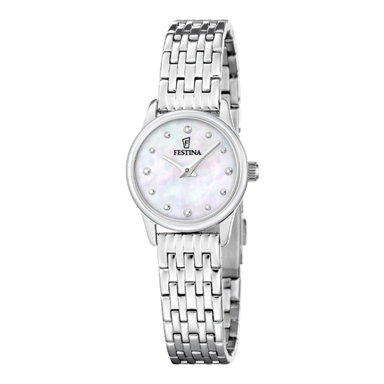 Montre femme Festina MADEMOISELLE F20749/1 – cadran blanc bracelet acier – vue de face
