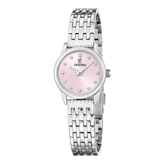 Montre femme Festina MADEMOISELLE F20749/2 – cadran rose bracelet acier – vue de face