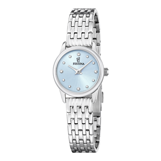 Montre femme Festina MADEMOISELLE F20749/3 – cadran bleu bracelet acier – vue de face