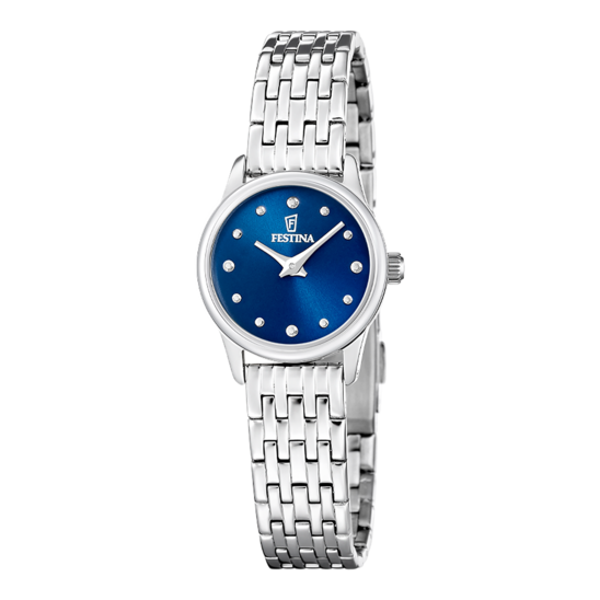 Montre femme Festina MADEMOISELLE F20749/4 – cadran bleu bracelet acier – vue de face