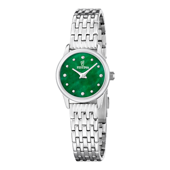 Montre femme Festina MADEMOISELLE F20749/5 – cadran vert bracelet acier – vue de face