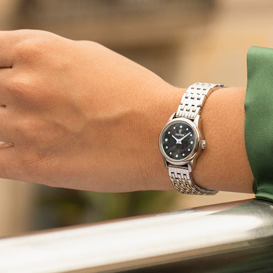 Dameshorloge Festina MADEMOISELLE F20749/6 – stalen band met zwarte wijzerplaat – bereik
