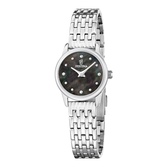Dameshorloge Festina MADEMOISELLE F20749/6 – stalen band met zwarte wijzerplaat – vooraanzicht