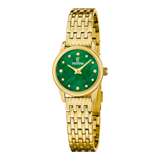 Dameshorloge Festina MADEMOISELLE F20750/5 – stalen band met groene wijzerplaat – vooraanzicht