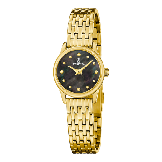Dameshorloge Festina MADEMOISELLE F20750/6 – stalen band met zwarte wijzerplaat – vooraanzicht
