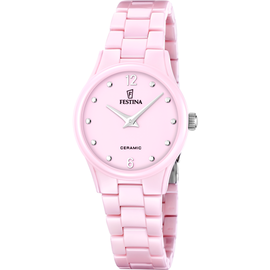 Dameshorloge Festina CERAMIC F20751/2 – keramische armband met roze wijzerplaat – vooraanzicht