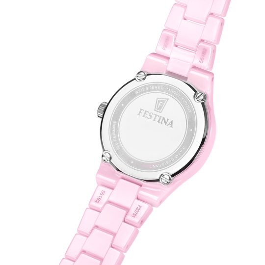 Dameur Festina CERAMIC F20751/2 – urskive pink keramisk armbånd – profilvisning 2