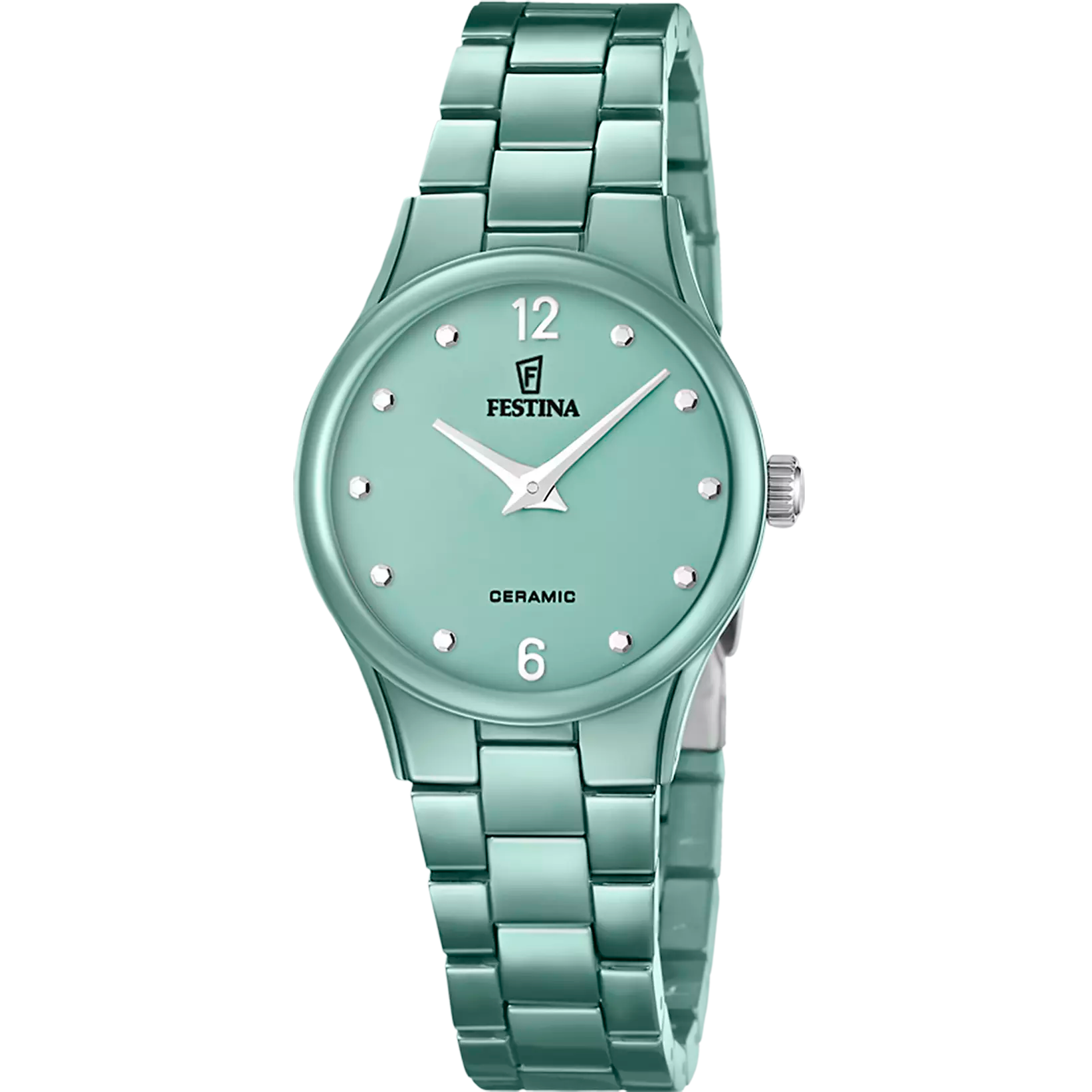 Montre femme Festina CERAMIC F20751/3 – cadran vert bracelet céramique – vue de face