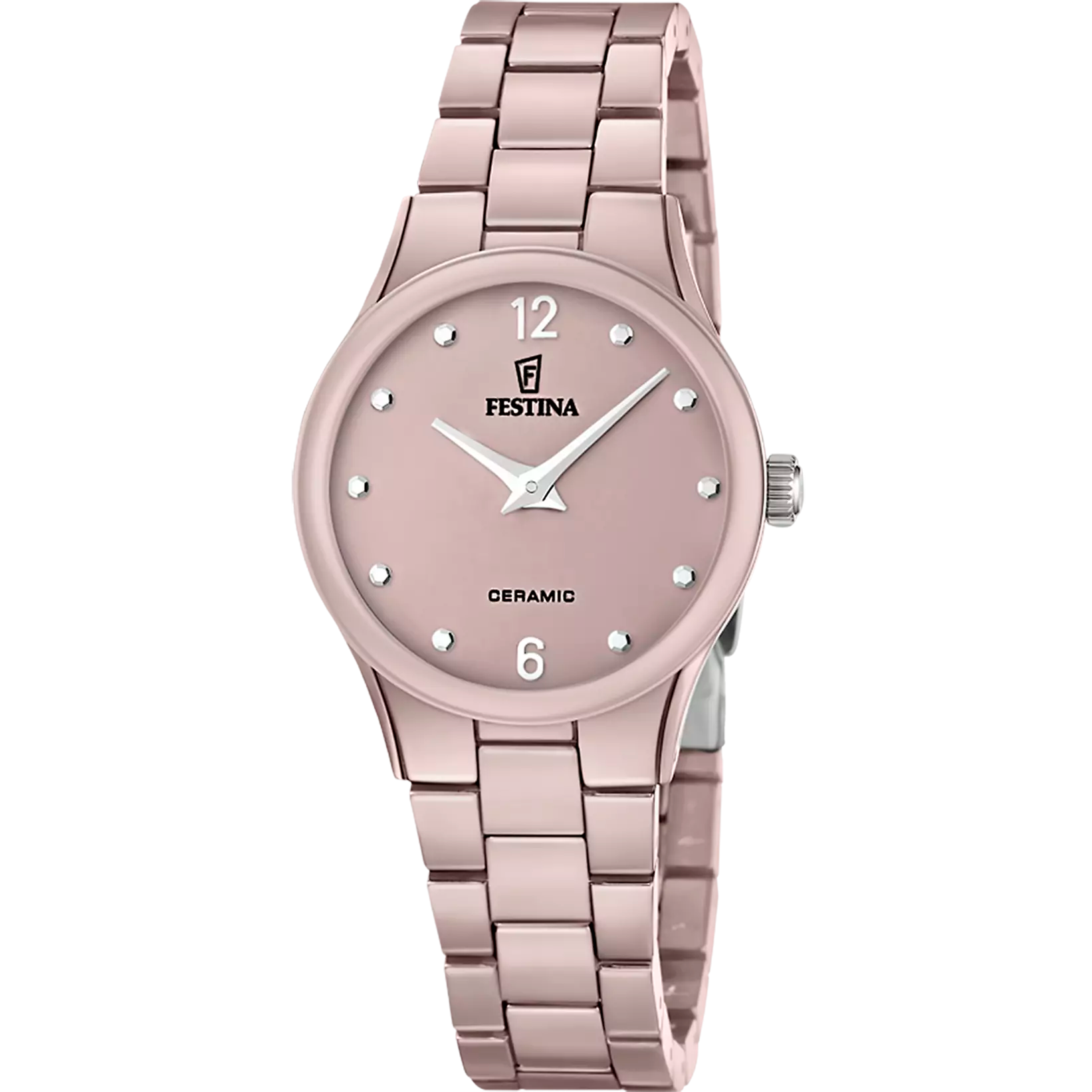 Montre femme Festina CERAMIC F20751/4 – cadran marron bracelet céramique – vue de face