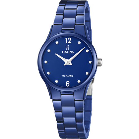 Dameshorloge Festina CERAMIC F20751/5 – keramische band met blauwe wijzerplaat – vooraanzicht