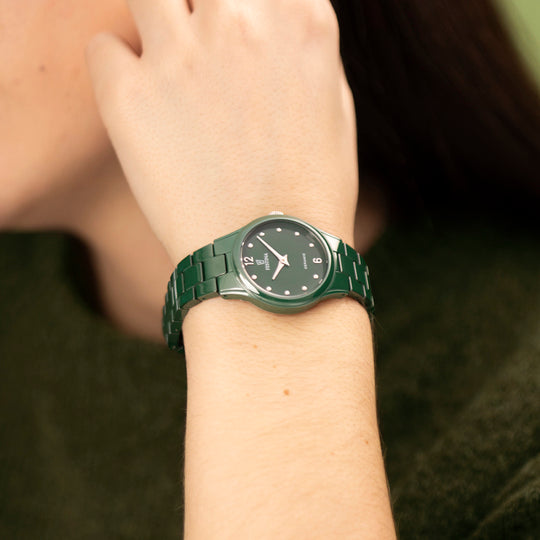 Dameshorloge Festina CERAMIC F20751/6 – keramische armband met groene wijzerplaat – bereik
