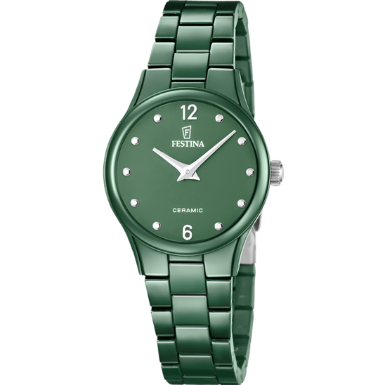 Dameshorloge Festina CERAMIC F20751/6 – keramische band met groene wijzerplaat – vooraanzicht