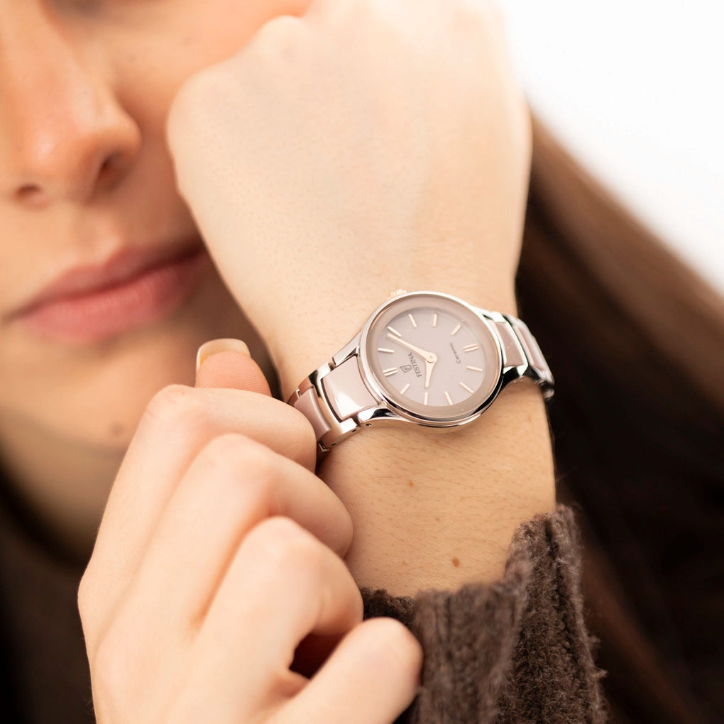 Montre femme Festina CERAMIC F20752/2 – cadran marron bracelet acier – vue 2
