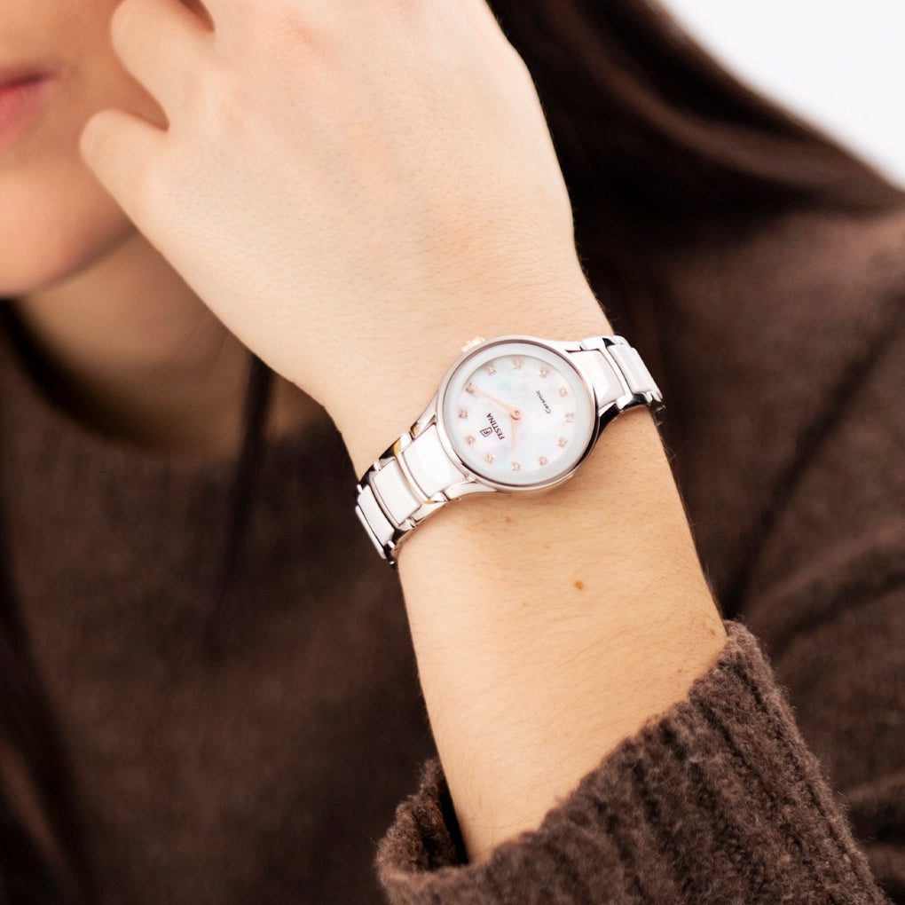 Montre femme Festina CERAMIC F20752/8 – cadran blanc bracelet acier – vue 2