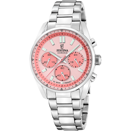 Blandad klocka Festina BOYFRIEND F20753/4 – rosa urtavla stålarmband – framifrån