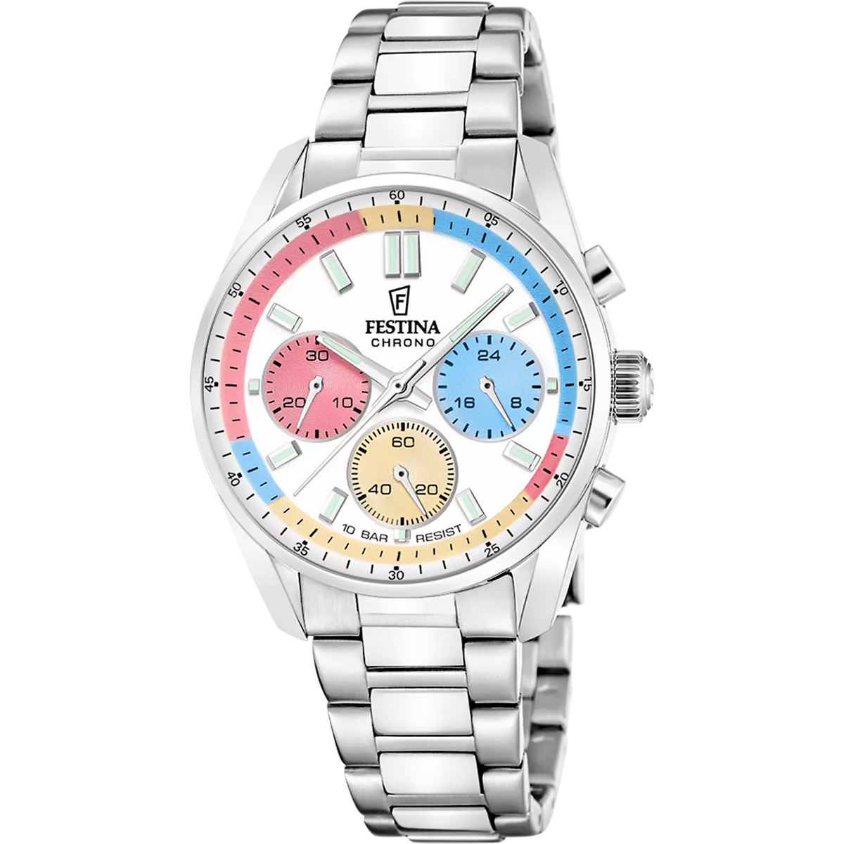 Montre mixte Festina BOYFRIEND F20753/6 – cadran blanc bracelet acier – vue de face