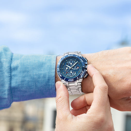 Pánské hodinky Festina CHRONO BIKE F20754/4 – ocelový náramek s modrým ciferníkem – řada