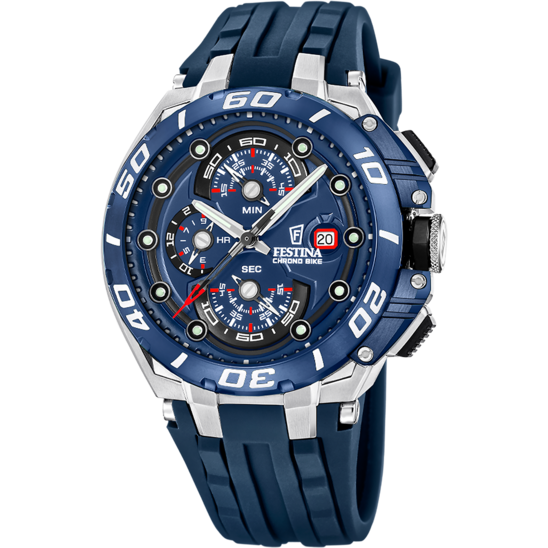 Montre homme Festina CHRONO BIKE F20755/4 – cadran bleu bracelet caoutchouc – vue de face