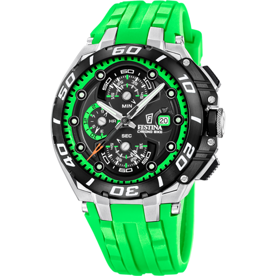 Montre homme Festina CHRONO BIKE F20755/6 – cadran noir bracelet caoutchouc – vue de face