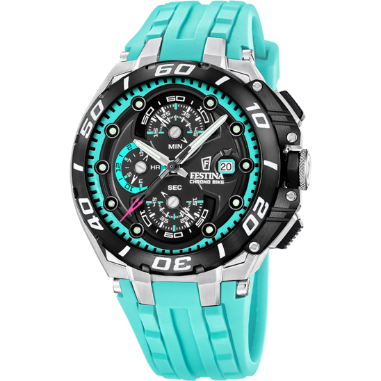 Montre homme Festina CHRONO BIKE F20755/7 – cadran noir bracelet caoutchouc – vue de face