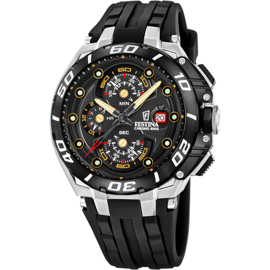 Montre homme Festina CHRONO BIKE F20755/8 – cadran noir bracelet caoutchouc – vue de face