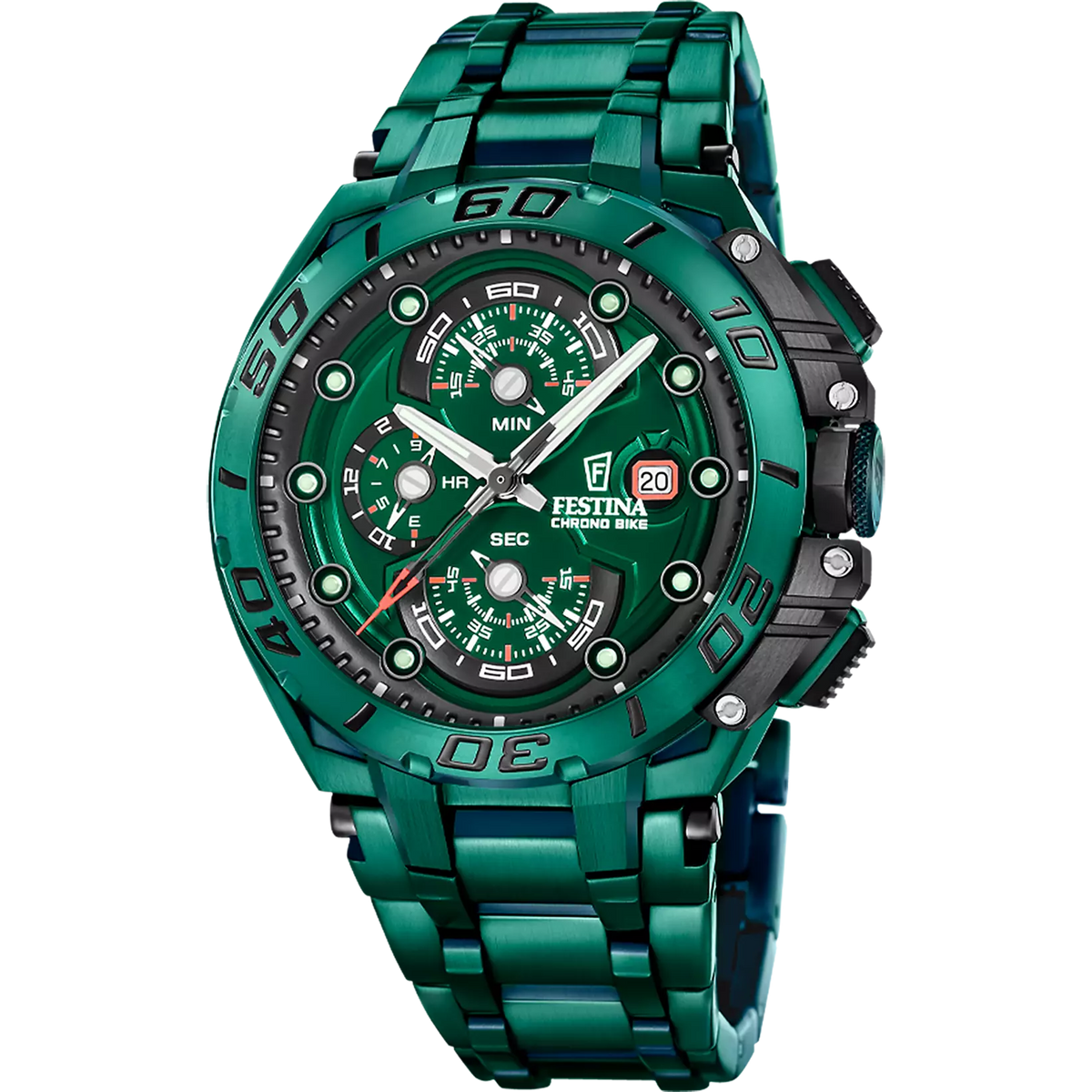 Montre homme Festina SPECIAL EDITIONS F20758/1 – cadran vert bracelet acier – vue de face