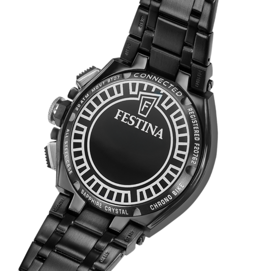 Montre connectée homme Festina CONNECTED F20762/1 – cadran noir bracelet acier noir – vue de profil